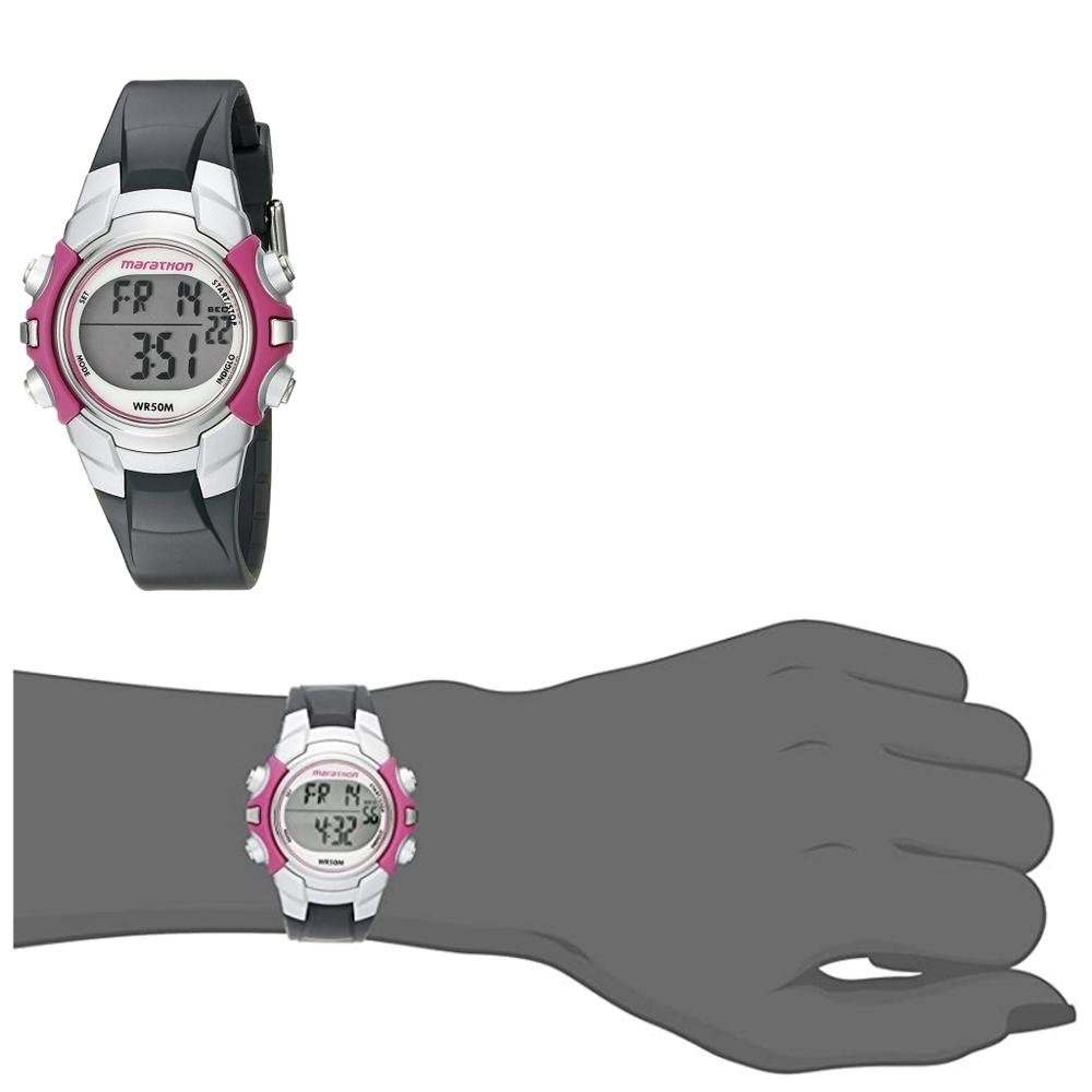 MARATHON DIGITAL BLK & PINK WATCH